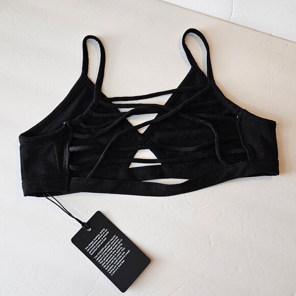 Chaser Black Strappy Criss Cross Back Bralette Women's Medium Festival - Picture 2 of 4
